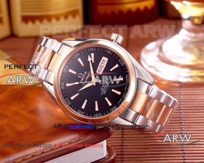 Perfect Replica Omega Seamaster Aqua Terra Watch 2 Tone Rose Gold